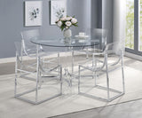 Full view of Adino acrylic and chrome dining table