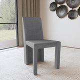Side angle of Tordera grey velvet dining side chair