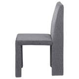 Tordera grey velvet upholstered dining side chair front view