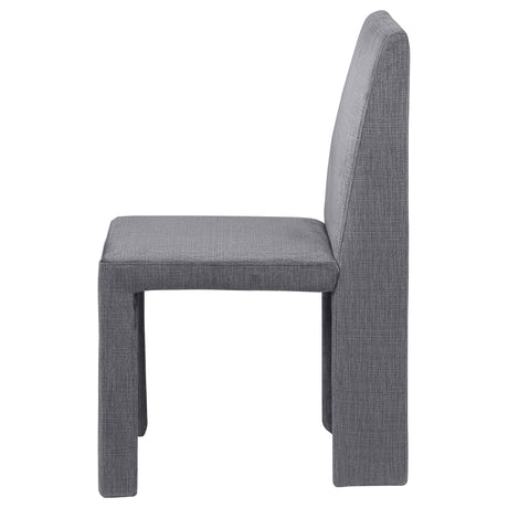 Tordera grey velvet upholstered dining side chair front view