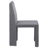 Tordera grey velvet upholstered dining side chair front view