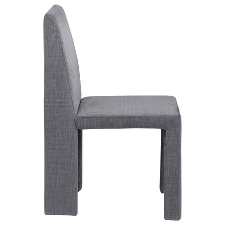Tordera grey velvet upholstered dining side chair front view