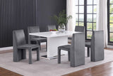 Tordera grey velvet upholstered dining side chair front view