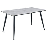 Close-up detail of Dennison Grey dining table surface and finish