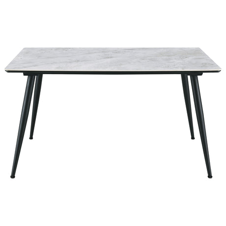 Angled main view of Dennison Grey rectangular table and chairs