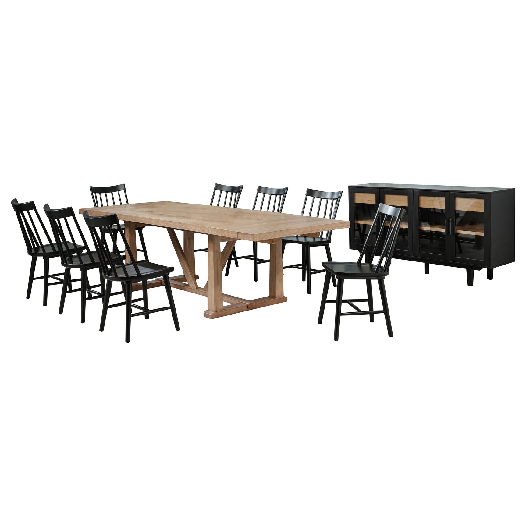 Detail view of Middleton Natural Brown Black Extension Leaf Dining Room Set dining room furniture