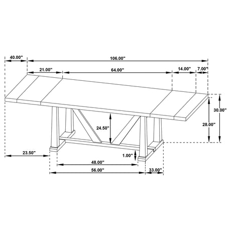 Middleton table wood on metal gear glides