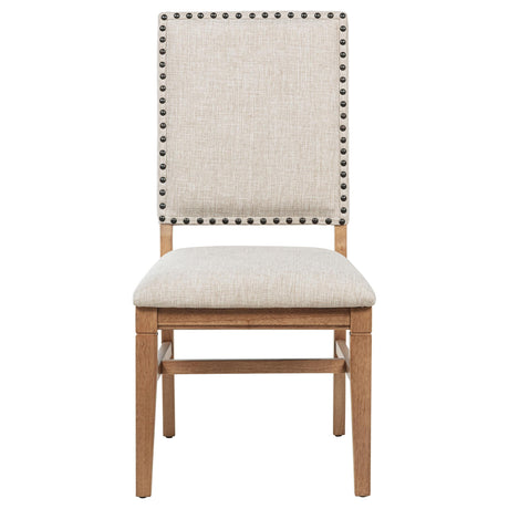 Back view of Middleton dining side chair with natural brown hardwood legs