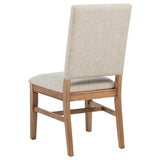 Middleton beige upholstered dining side chair showing front angle