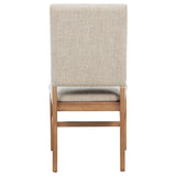 Middleton beige upholstered dining side chair showing front angle