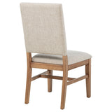 Middleton beige upholstered dining side chair showing front angle