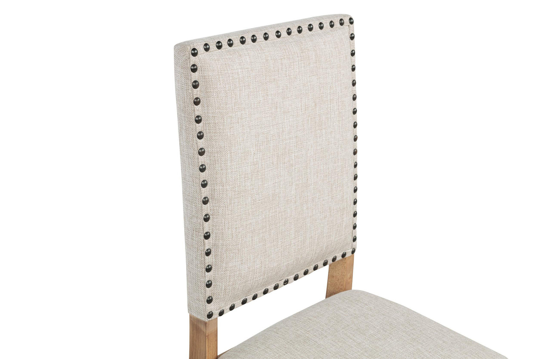 Middleton beige upholstered dining side chair showing front angle