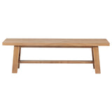Backless dining bench side profile natural brown
