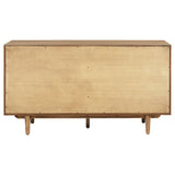 Middleton natural wood 4-door sideboard with dual drawers, front view
