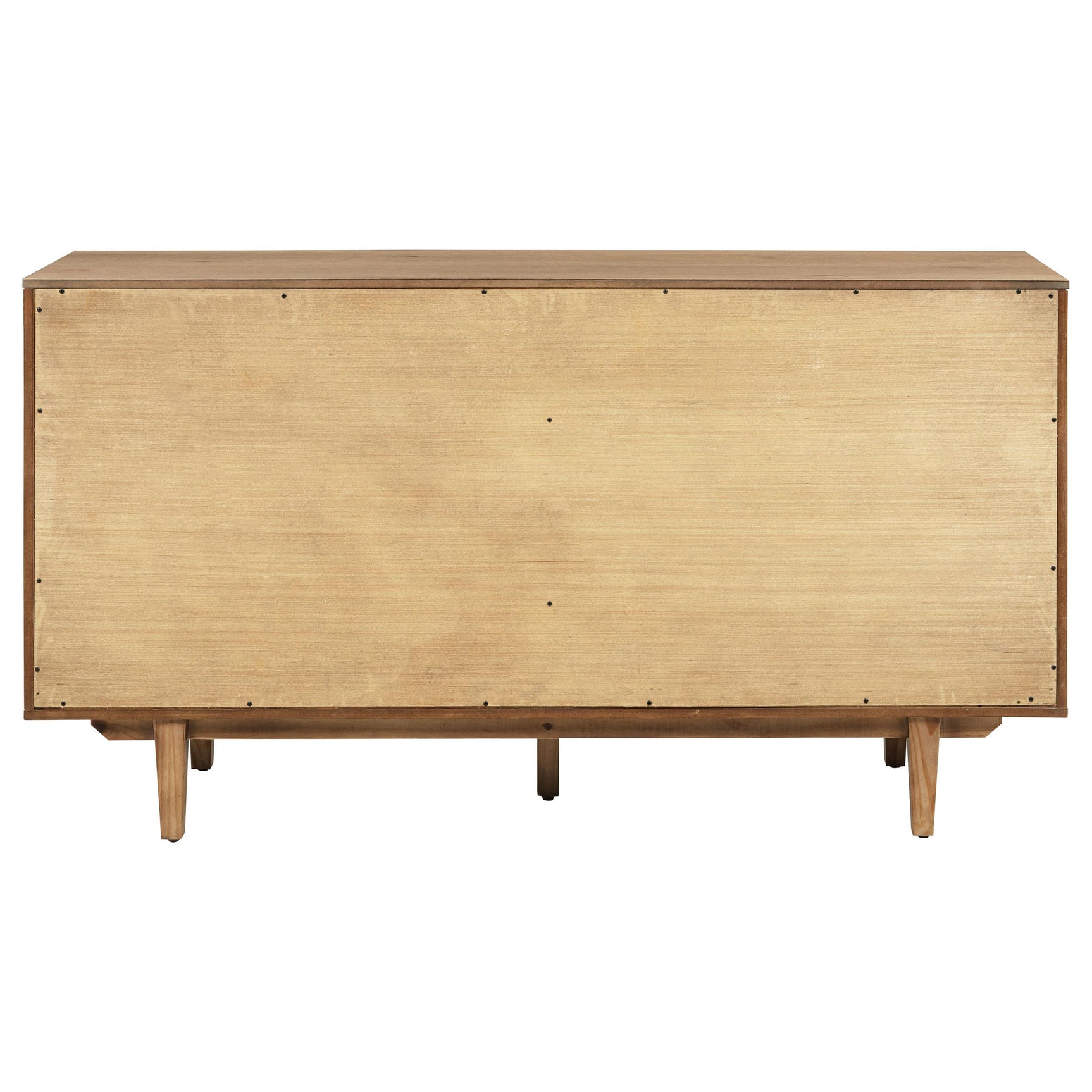 Middleton natural wood 4-door sideboard with dual drawers, front view