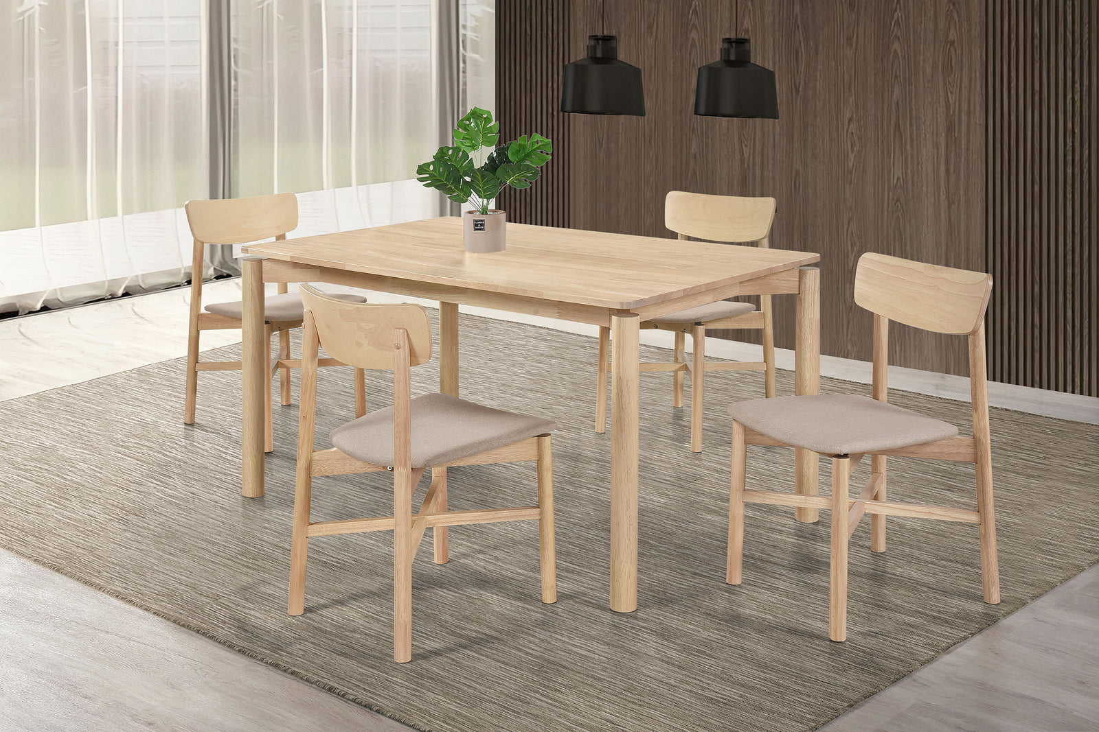 main view of Parkridge Natural 59-inch Wood Dining Room Set dining room furniture