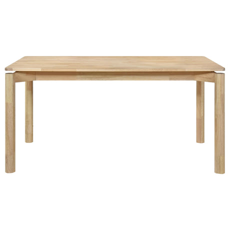 Solid Asian hardwood dining table white washed angled view