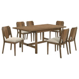 detail view showing finish and craftsmanship of Crestmore Brown Rectangular Dining Room Set