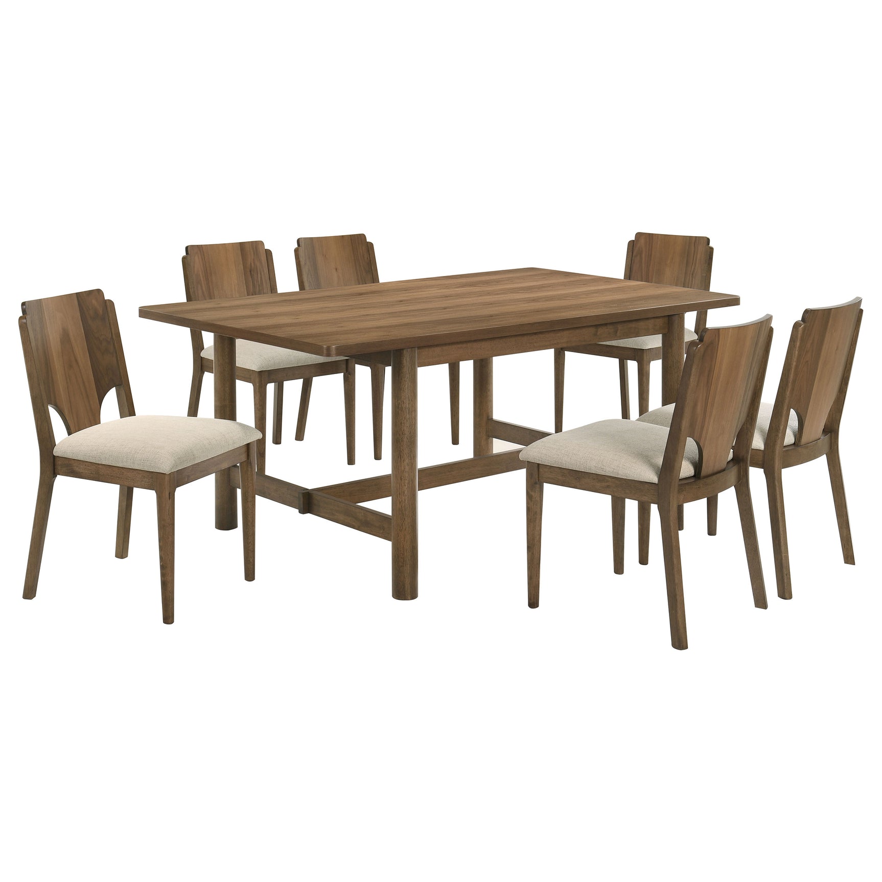 detail view showing finish and craftsmanship of Crestmore Brown Rectangular Dining Room Set