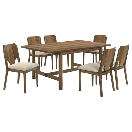 detail view showing finish and craftsmanship of Crestmore Brown Rectangular Dining Room Set