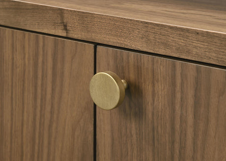 Sideboard doors partially open revealing storage