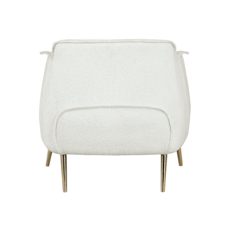 Back view of Rachael White Boucle Accent Chair showing contour seatback