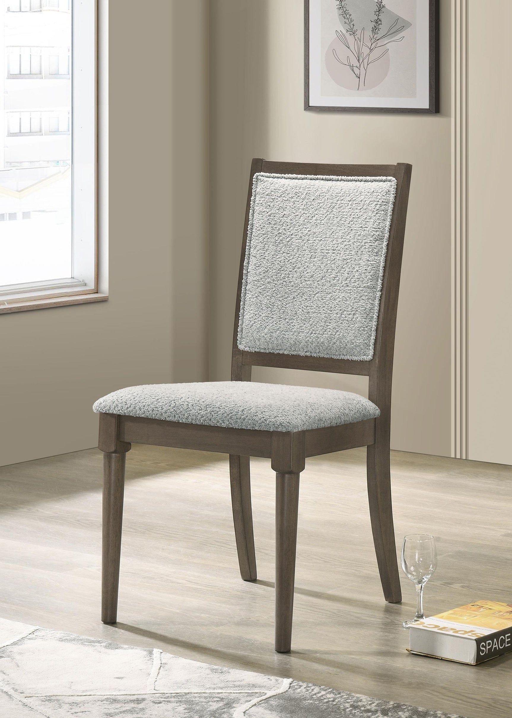 Onslow Upholstered Dining Side Chair dark brown front view