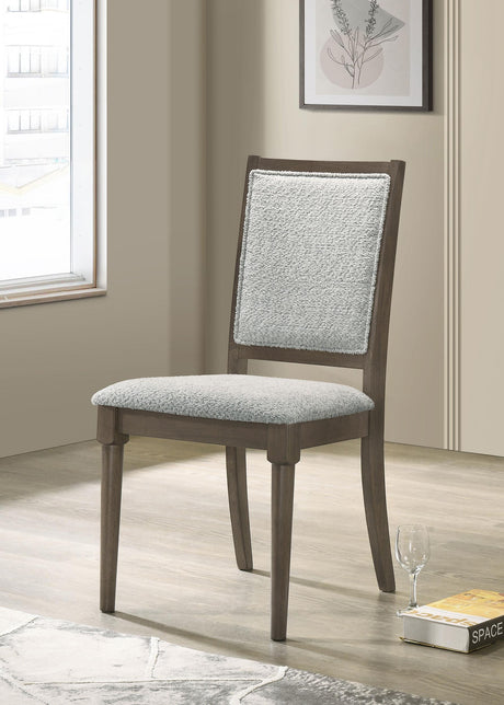 Onslow Upholstered Dining Side Chair dark brown front view