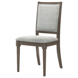 Onslow Upholstered Dining Side Chair dark brown seat close-up