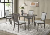 Onslow Upholstered Dining Side Chair dark brown angled back view