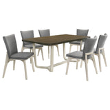 Detailed view of Biloxi Gray Brown dining table finish
