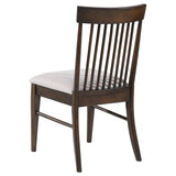 Close-up detail of table leg and chairs