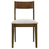 Almonte chair wooden frame detail on dark brown dining chair