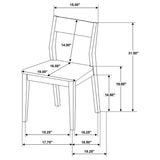 Almonte dining chair in dark brown fabric upholstery, side angle