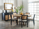 Top-down view of round dining table