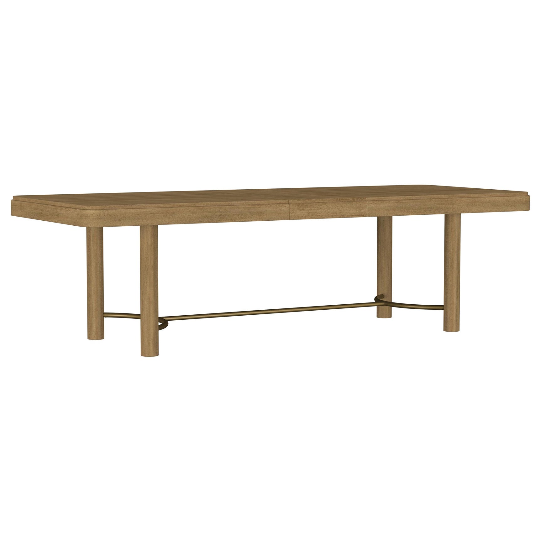Side view of Arini dining table with metal stretcher bar