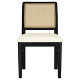 Arini Black Rattan Cane Dining Side Chair back detail