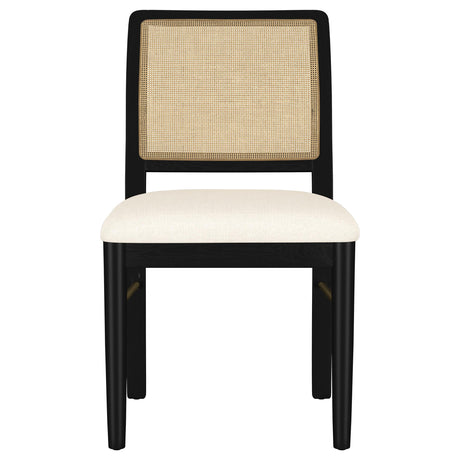 Arini Black Rattan Cane Dining Side Chair back detail