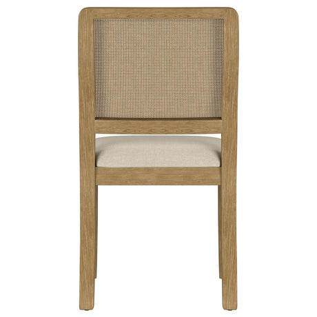 Handwoven cane texture on backrest