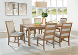 Bruner dining table natural brown finish close-up