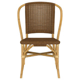 Lexley Woven Rattan Dining Side Chair Brown back view