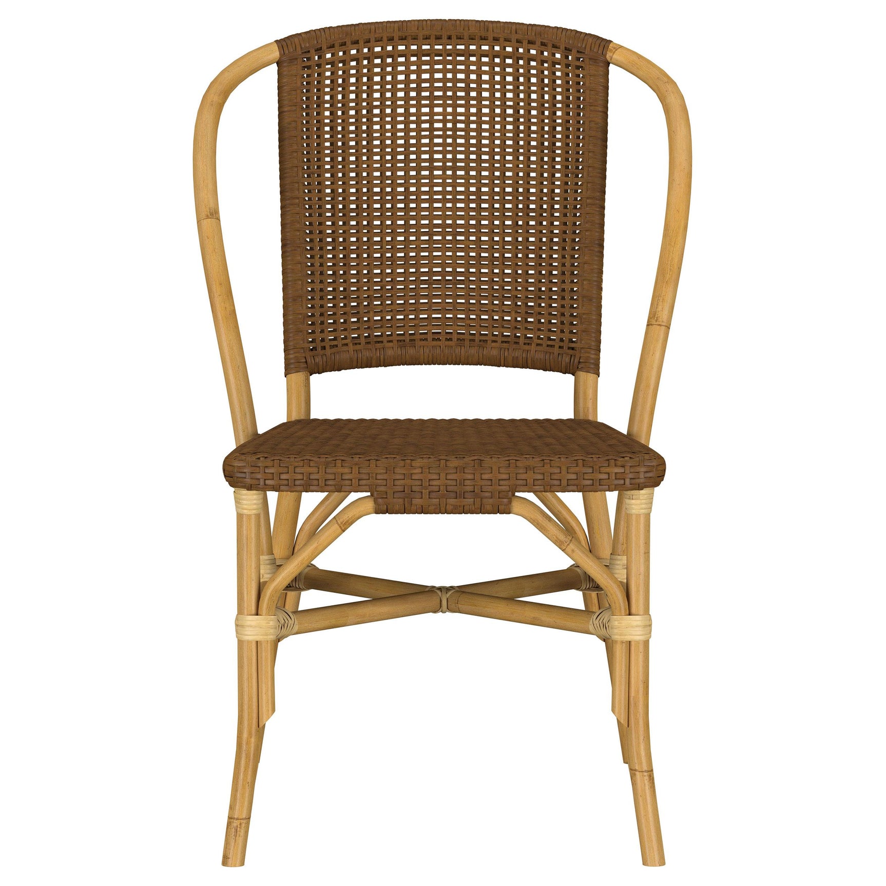Lexley Woven Rattan Dining Side Chair Brown back view