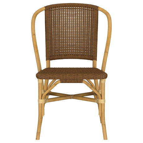 Lexley Woven Rattan Dining Side Chair Brown back view