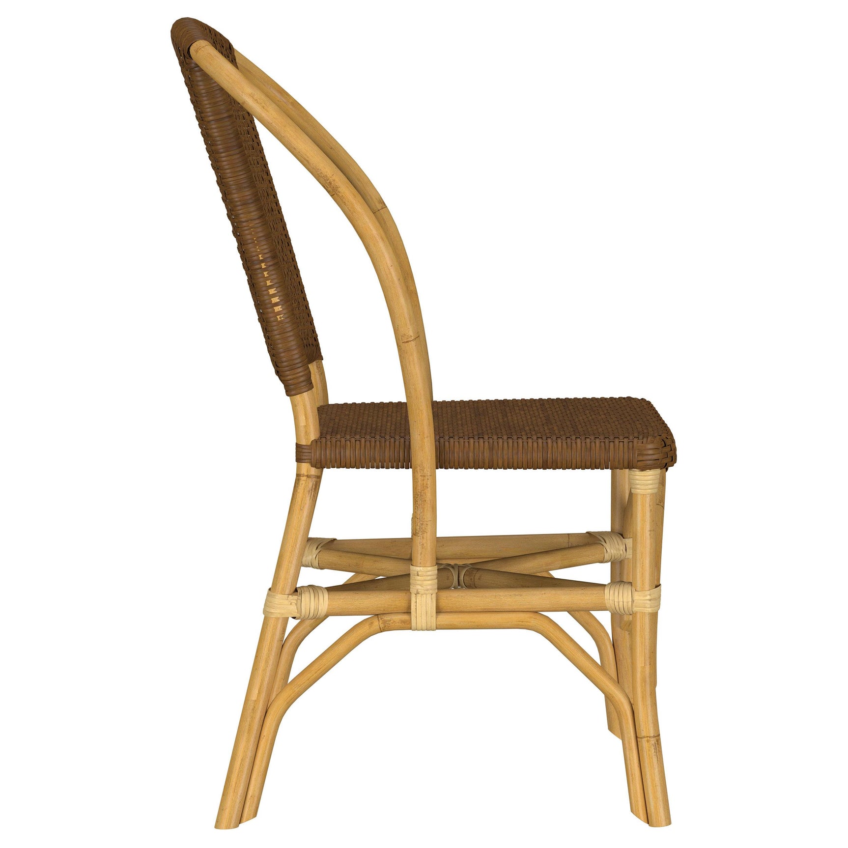 Lexley Woven Rattan Dining Side Chair Brown leg detail