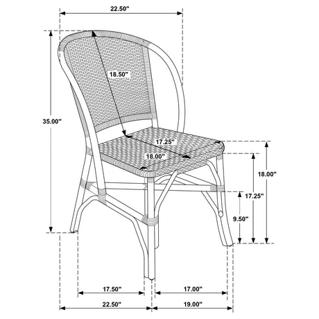 Lexley Woven Rattan Dining Side Chair Brown bottom view