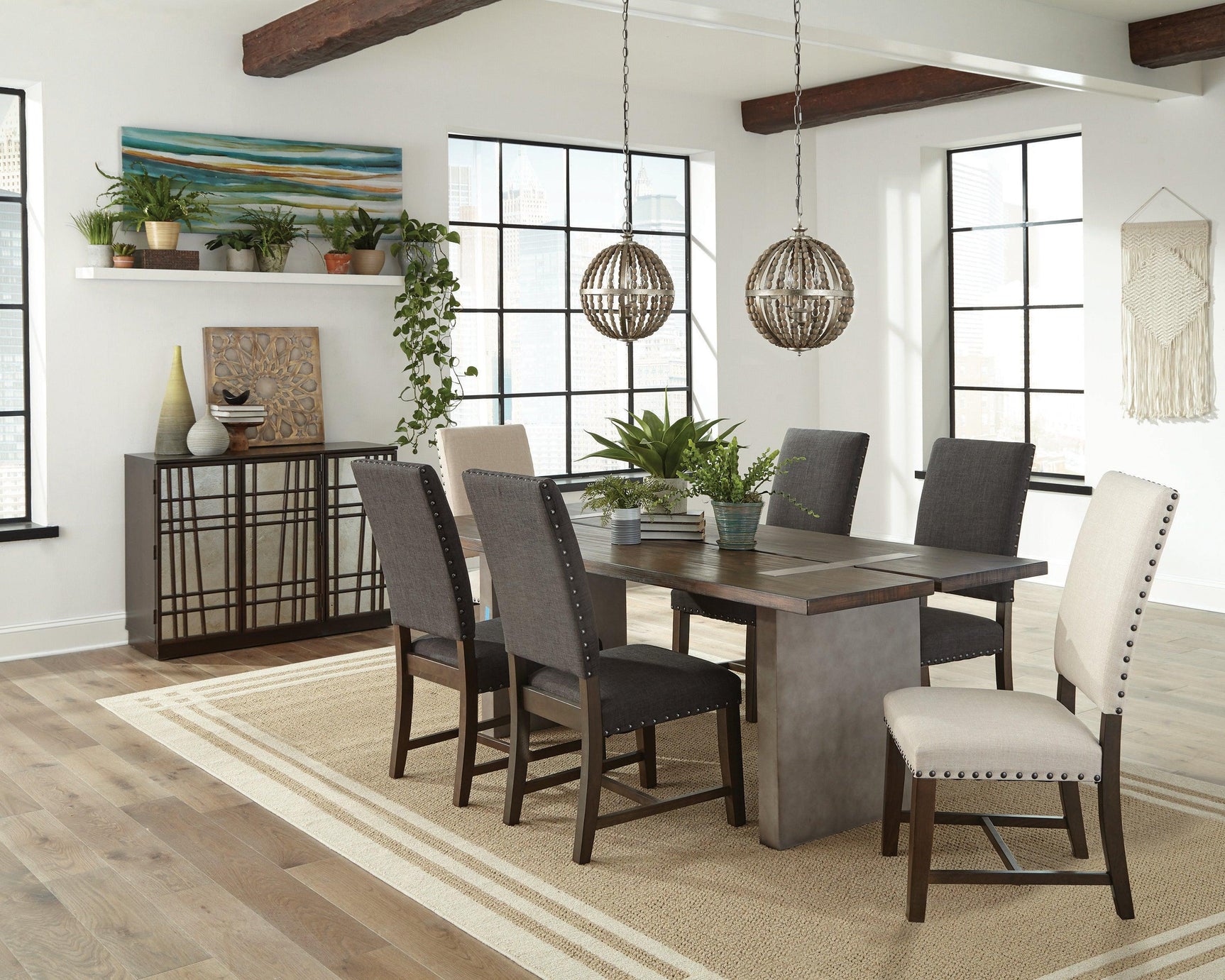 Twain beige upholstered Parsons side chair side view