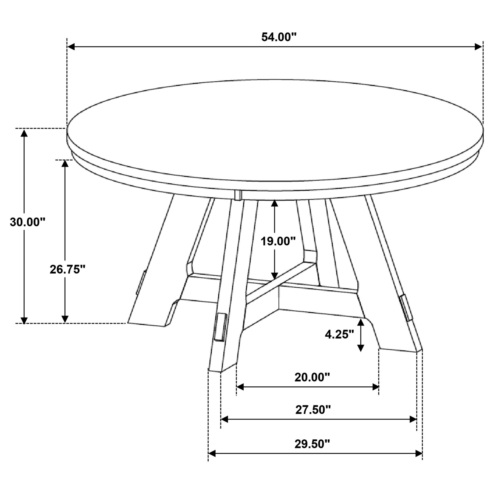 Main angled view of dining set table and chairs