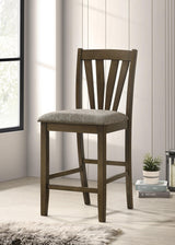 Side view of Canfield brown fabric counter height chair