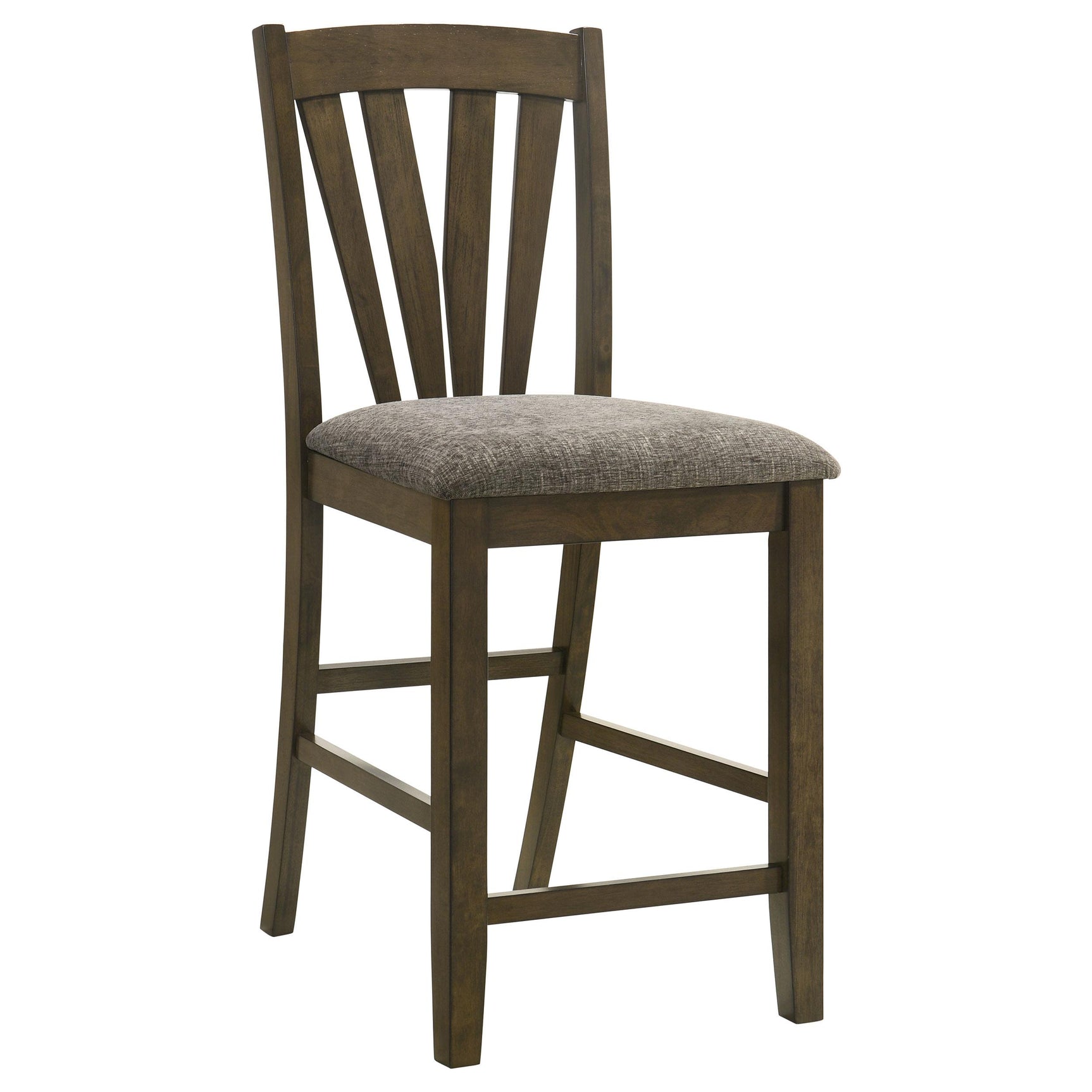 Back view of Canfield brown fabric counter height chair