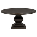 Close-up of the tiered pedestal base on Twyla dining table